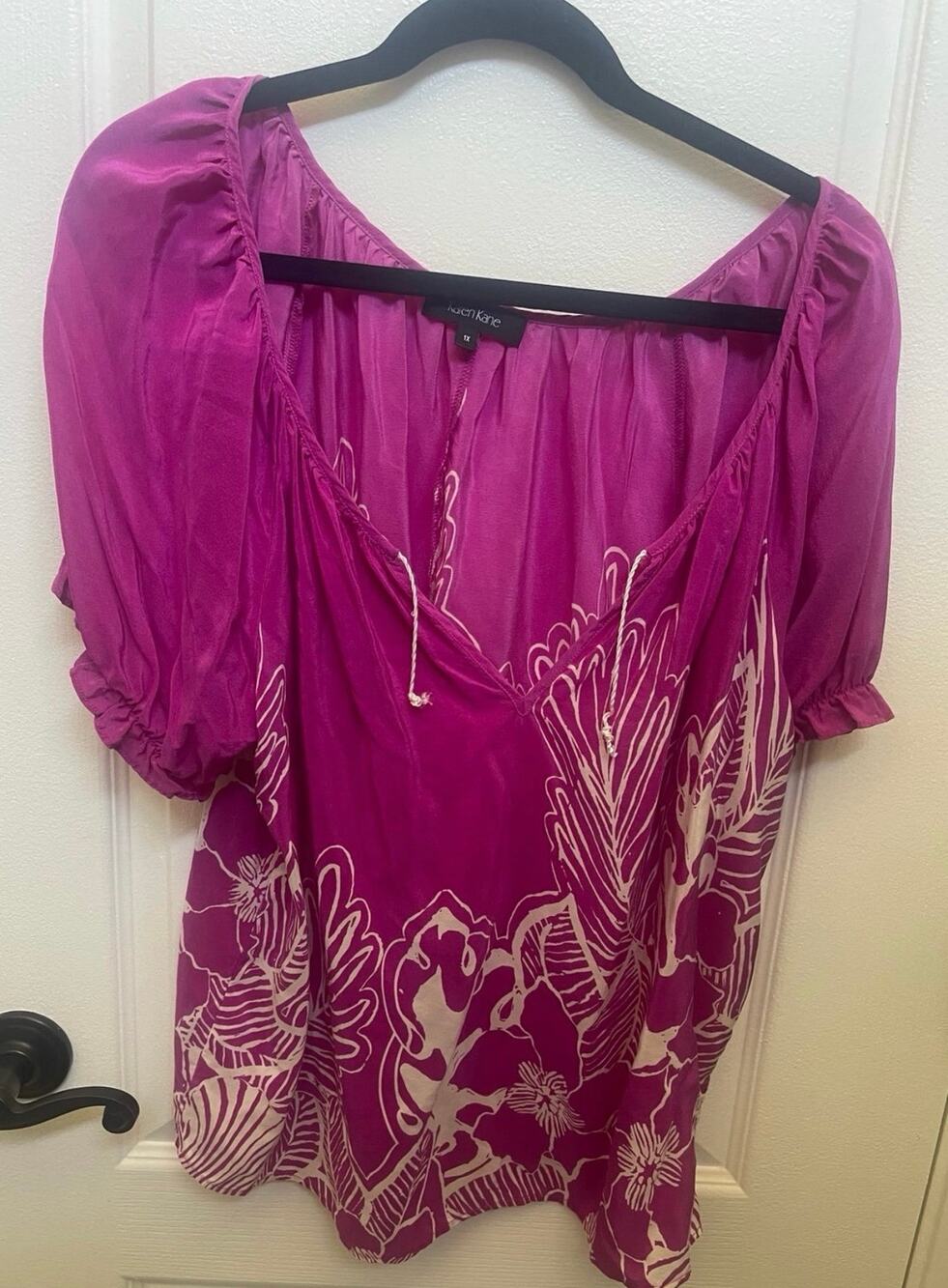 Karen Kane 100% silk peasant Blouse Sz 1x